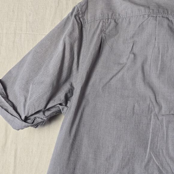 John Varvatos Converse Gray Checked S/S Cotton‎ Button Front Large - Picture 14 of 16